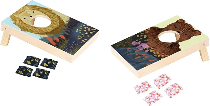 Manhattan Toy Wild Ones Indoor Outdoor Wooden 10-Piece Cornhole Bean Bag Toss Game for Kids 3 Years and Up