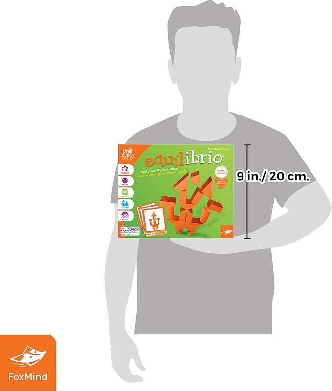 Foxmind Games: Equilibrio Spatial Logic and Dexterity Game, Build Gravity Defying Structures, 60 Smart Puzzles to Work Through, 6 Levels of Complexity, Develops STEM Skills, 1+ Players, for Ages 5+