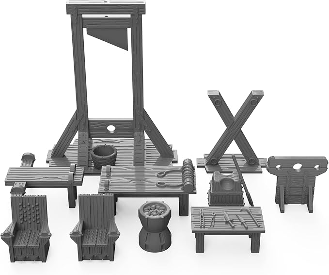 Dungeon Torture Chamber Furniture Set DND Terrain 28mm for Dungeons and Dragons, D&D, Pathfinder, Warhammer 40k, RPG, Miniatures, Age of Sigmar, Tabletop, D and D, Dungeons and Dragons Gifts
