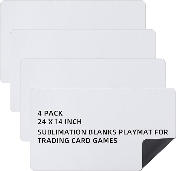 Yexiya 4 Pcs Card Game Mats 14 x 24 Inch Playmat Sublimation Blanks Playmat Smooth Card Playing Mat for Board Games,and Collectible Playing(White)