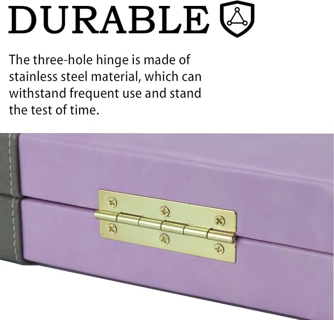 Backgammon Sets for Adults, 15 inch Backgammon Brown Sets Classic Board Game with Premium Leather Case, Portable Travels Strategy Backgammon Game Set for Adults, Kids (Purple)