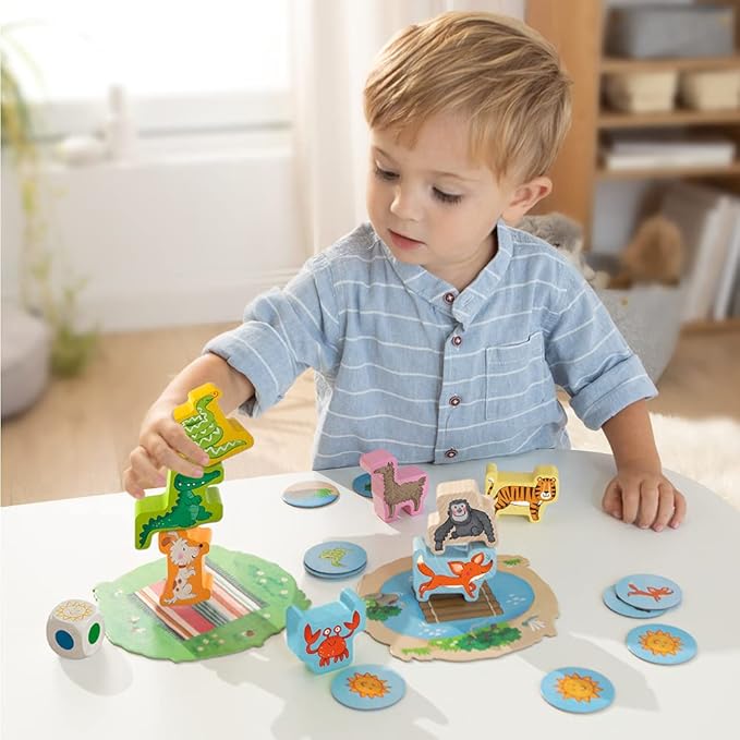 HABA My Very First Games - Animal Upon Animal Junior: Toddler Stacking Game for Preschool Learning Activities & Fun Family Games for Ages 2+