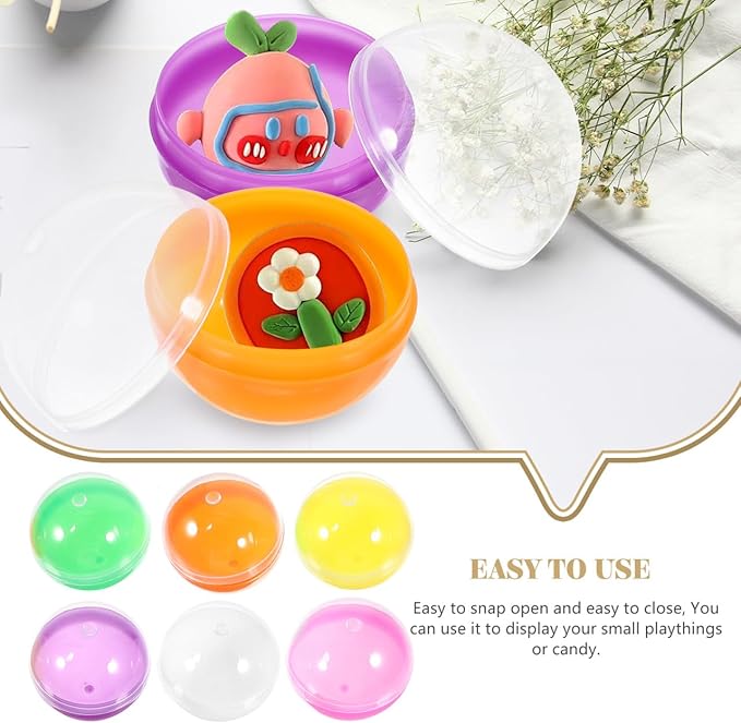 Vaguelly 50pcs Plastic 1.8 Inch Vending Machine Capsules Bauble Sphere Openable Twisted Balls Sphere Grab Balls Claw Machines Prizes Containers