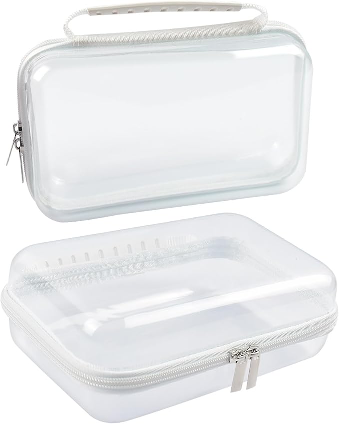 SameTech Hard Pouch, 2pcs Clear Hard Shell Zipper Case, Clear Plastic Storage Box Containers Small Toiletry Bag for Small Items, Toys, Building Blocks, Puzzles, Cosmetics & Stationery
