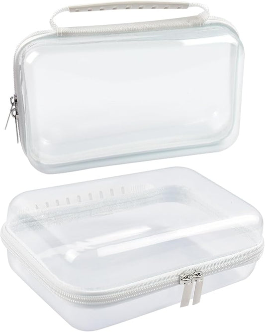 SameTech Hard Pouch, 2pcs Clear Hard Shell Zipper Case, Clear Plastic Storage Box Containers Small Toiletry Bag for Small Items, Toys, Building Blocks, Puzzles, Cosmetics & Stationery