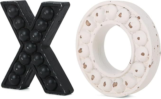 NIKKY HOME Tic Tac Toe Game Coffee Table Decor, 10.6 Inch Rustic Wooden Board, Black