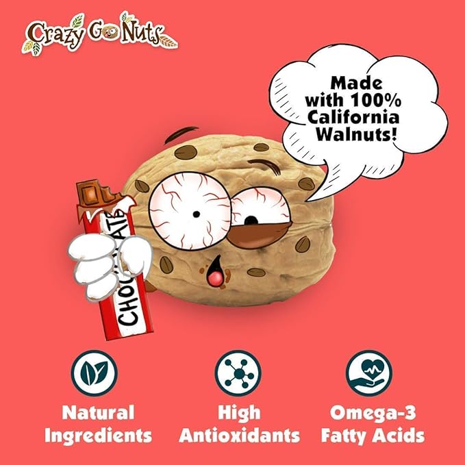 CrazyGoNuts Walnuts - Chocolate Espresso, 1.25 oz, 6-Pack, Healthy Snacks, Vegan, Gluten Free, Superfood, Natural, Non-GMO, ALA, Omega 3 Fatty Acids, Good Fats, Antioxidants