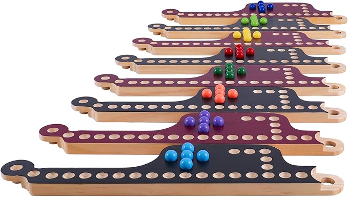 Interlocking Wood Jokers Board Game,2-8 Player Marbles and Jokers Game for Adults,Perfect Family and Party Gift with 4 Decks of Cards (Brown and Black)
