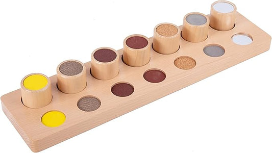Montessori Sensory Toys for Babies 6-12 Months Wooden Touch & Match Board, Sensory Games for Kids 2 3 4 Years - Learning Different Materials Touch Feel,Montessori Kids Sensory Homeschool Supplies