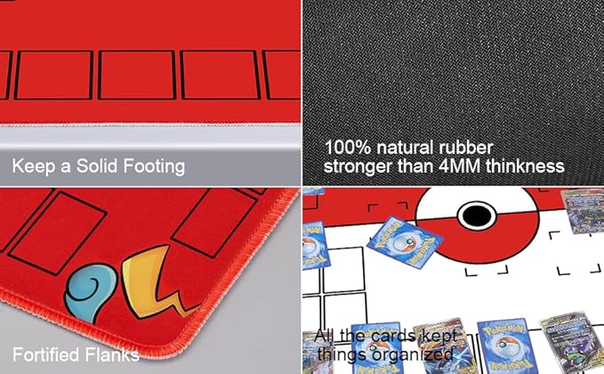 Playmat for Game with Tube - Stitched Play Mat for Card Gameplay with Zones, 2 Player Trainer Game Playing Mat (Black)