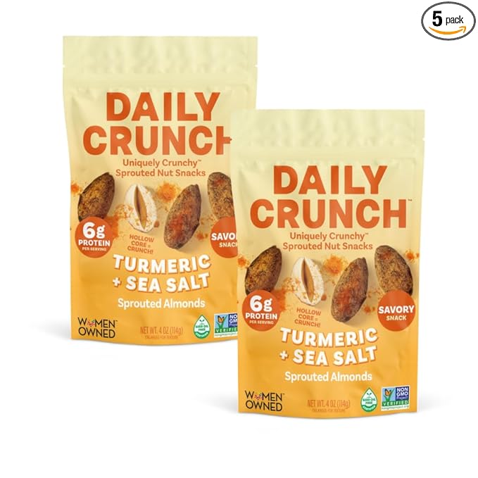 Daily Crunch, Zero Seed Oils, Gluten Free, 4oz (2 Pack, Turmeric + Sea Salt)