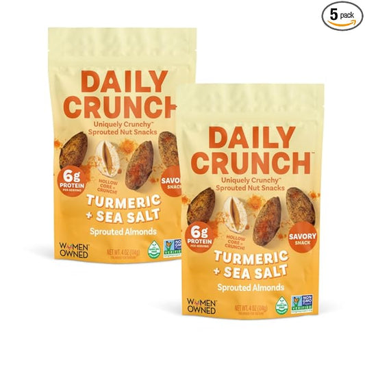 Daily Crunch, Zero Seed Oils, Gluten Free, 4oz (2 Pack, Turmeric + Sea Salt)