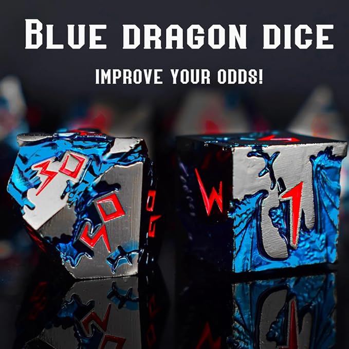 Rule Dice D&D Dice 7 Die Metal DND Dice Set, Weighted Metallic Dungeons and Dragons Dice Set, Large Polyhedral D and D Dice Sets, Cool MTG RPG Dice DND with Gifts Case for Role Playing (Black Red)