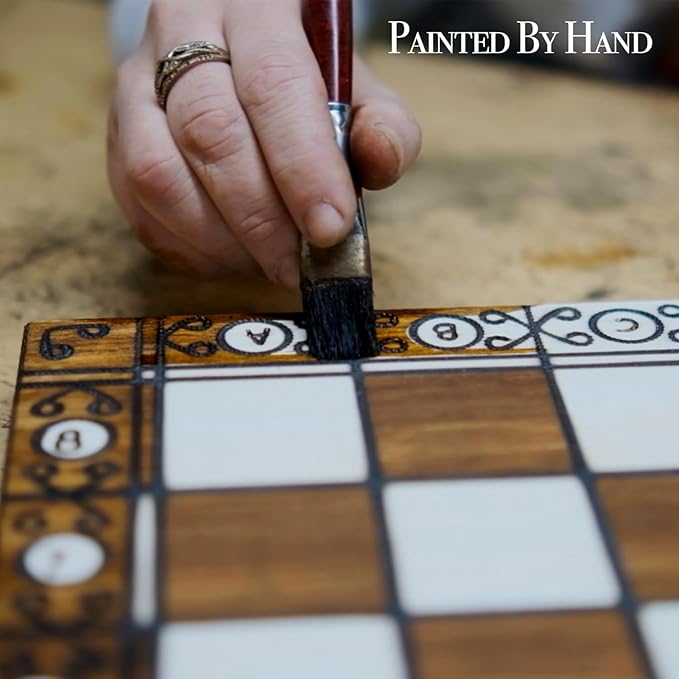 Wegiel Imperator 21-Inch Luxury Wooden Chess Set for Adults and Kids - Handcrafted from Premium Beech and Birch Wood - Unique Folding Design with Chess Piece Storage, Brown