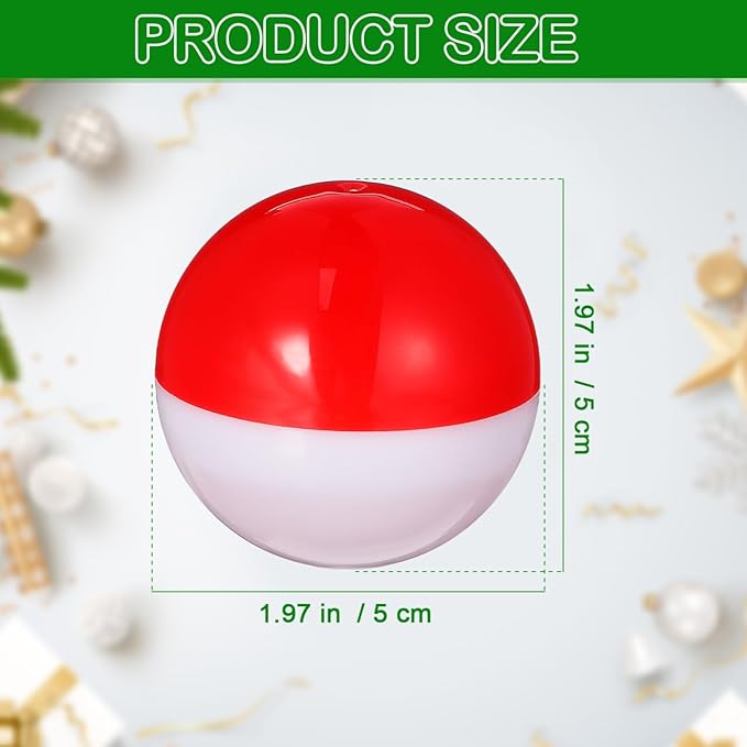 GLEAVI 20Pcs Gumball Vending Machine Capsules: 2 inch Empty Round Capsules Plastic Containers for Birthday Party Easter Chritsmas(Red and White)