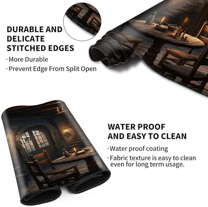 Playmat 24" x 14" Game Mats for MTG/TCG Cards, Medieval Inn Tavern