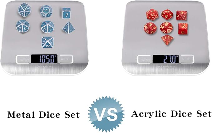 DnDnD Glowing DND Metal Dice Set,Luminous Blue Metal Dice for Role Playing Game Dungeons and Dragons RPGs and Other Table Games