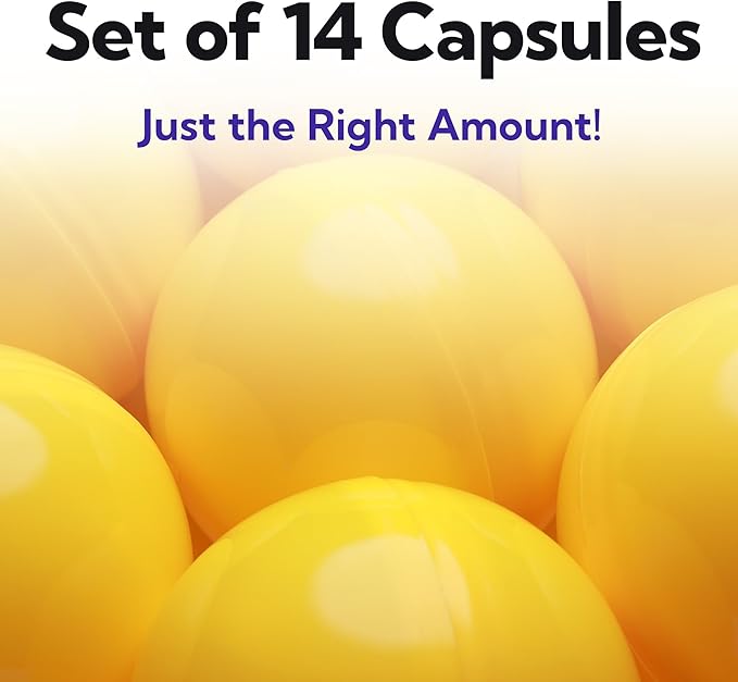 Vending Machine Capsules - 3" YELLOW Empty Plastic Capsules - 14 Pcs Toy Capsule - Yellow Round Large Easter Eggs - Bath Bombs Molds - Party Favors DIY Craft Supplies