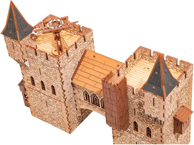 I BUILT IT Rook P Castle Tower - 3D Wooden Puzzle - DIY 28mm Scale Model Building Kit - Educational Toy - Creative Gift - Tabletop Miniature Terrain Kit