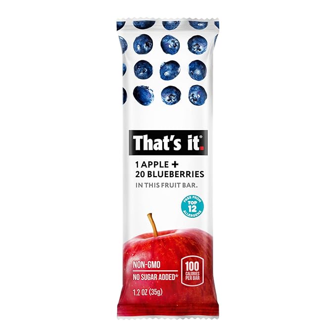 That's it. Fruit Bars 12 Variety Pack 100% Natural Real Fruit Bar, High Fiber Vegan, Gluten Free, Paleo, Non-GMO, No Sugar (6 Strawberry, 6 Blueberry)