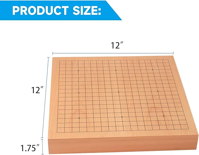 GSE Games & Sports Expert 12-Inches Wooden Go Board Game Set with Drawers, Wood Go Game Board Set with Plastic Stones, Classic Chinese Strategy Board Game
