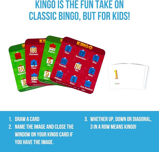 Regal Games Kingo Numbers Edition Bingo Game - Fun Educational Card Game for Preschool & Kindergarten Kids - Phonics, Vocabulary Builder, Math Games, Family Play, for Classroom & Home