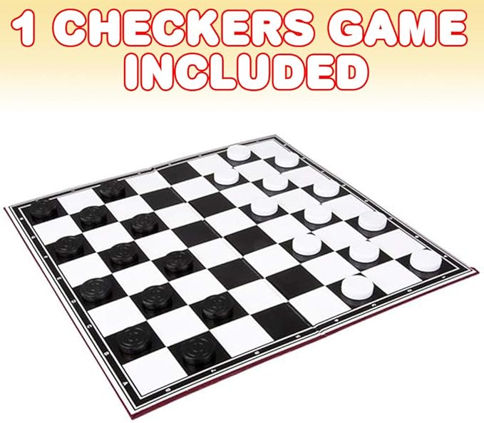 Gamie Checkers Board Game, Classic Foldable Family Board Game for Game Night, Indoor Fun and Parties, Develops Logical Thinking and Strategy, Best Gift Idea for Kids