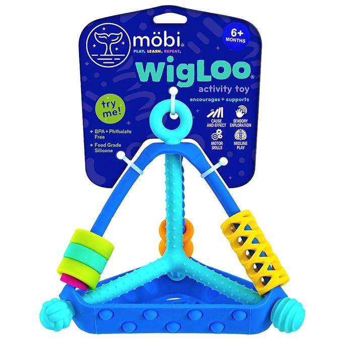 Mobi Wigloo Activity Toy - Sensory Activities for Toddlers and Kids, Teething Toy Made with Food Grade Silicone, BPA and Phthalate Free - Babies 6-12 Months and Up, Pack of 1
