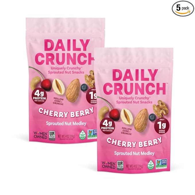 Daily Crunch, Zero Seed Oils, Gluten Free, 4oz (2 Pack, Cherry Berry)