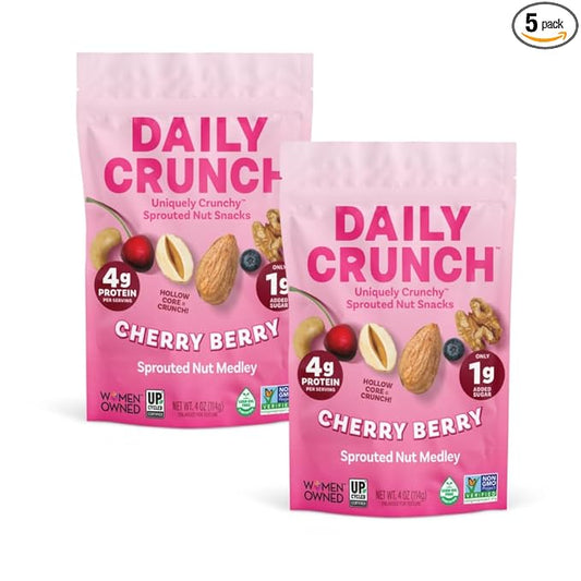 Daily Crunch, Zero Seed Oils, Gluten Free, 4oz (2 Pack, Cherry Berry)