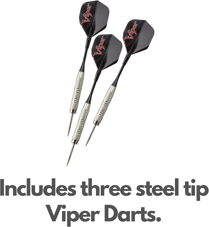 Viper League Pro Regulation Bristle Steel Tip Dartboard Starter Set with Staple-Free Bullseye, Radial Spider Wire, High-Grade Sisal with Rotating Number Ring, Chalk Cricket Scoreboard, Steel Tip Darts