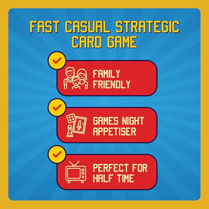 New Fast-paced Football Card Game for Families, Games Nights, Tailgates & Even Half-time | Enjoyed by Kids, Teens and Adults | 2-6 Players, Ages 7+, 5 min to Teach, 15 min to Play