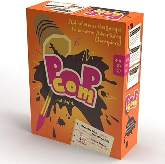Pop Com - Hillarious Party Game, 364 Challenges to Become Advertising Champions, Offbeat Family Card Game, Ages 13+, 4-14 Players, 20 Min