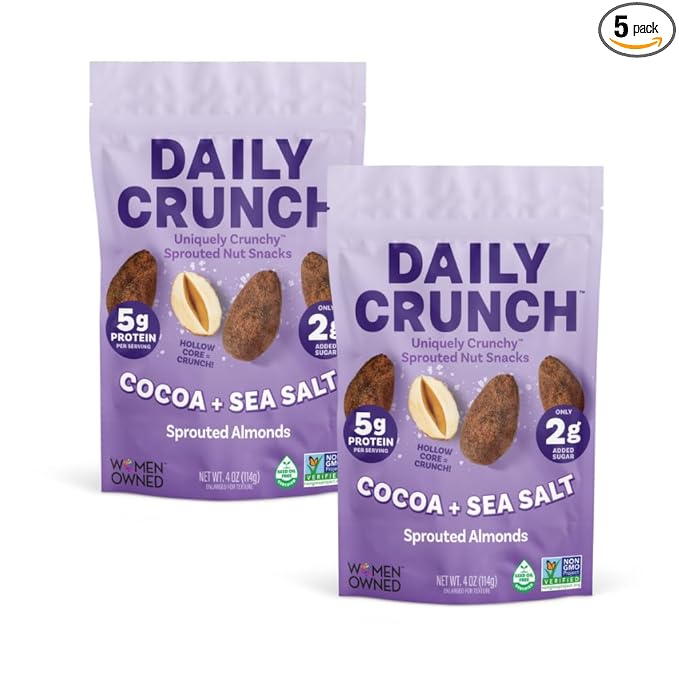 Daily Crunch, Zero Seed Oils, Gluten Free, 4oz (2 Pack, Cacao and Sea Salt)