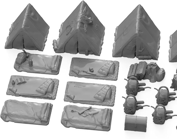 Adventure Camp Set DND Terrain 28mm for Dungeons and Dragons Terrain, D&D, Pathfinder, Warhammer 40k, RPG, Miniatures, Tabletop, D and D, Dungeons and Dragons Gifts