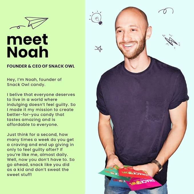 Snack Owl Vegan Sour Gummy Candy – Gluten Free, Low Calorie Candy - Guilt Free & Delicious Healthy Gummy Snacks - (Treasure Chews)