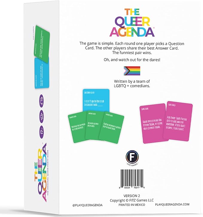 The Queer Agenda Party Game - 350 Sassy LGBTQ+ Cards for Hilarious Game Nights, Ages 17+, 3-10 Players, 30-60 Min Playtime, Made by Fitz Games