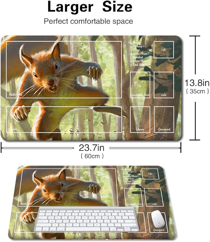 Board Game MTG Playmat Games Size 60X35 cm CCG Compatible for TCG RPG CCG Play mats (Squirrel-Token-Zone)