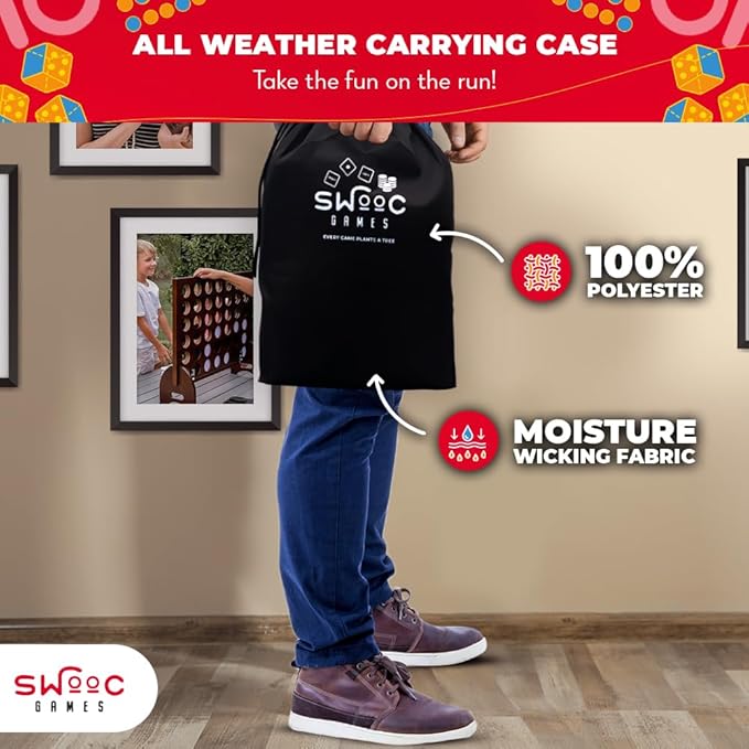 SWOOC Games® - Giant Right Center Left Dice Game (All Weather) with 24 Large Chips & Carry Bag - Jumbo Wooden Lawn Game - Big Backyard Games for Family - Indoor/Outdoor - Left Right Center Dice Set