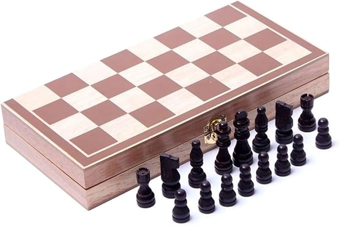 BlueSnail 15" Classic Vintage Standard Folding Wooden Chess Set, Foldable Games Board Crafted Carved