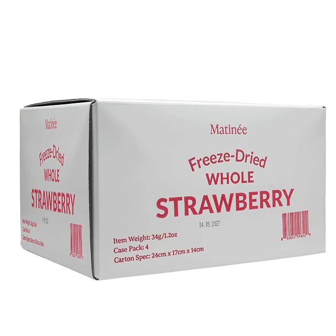 MATINÉE Freeze Dried Strawberries, Whole Dried Strawberries, Dehydrated Fruit, Dried Fruit Snack for Baking, Yogurt & Kids Treats-Vegan, Non-GMO, Preservative Free, 1.2oz, 34g (Pack of 4 Bag)