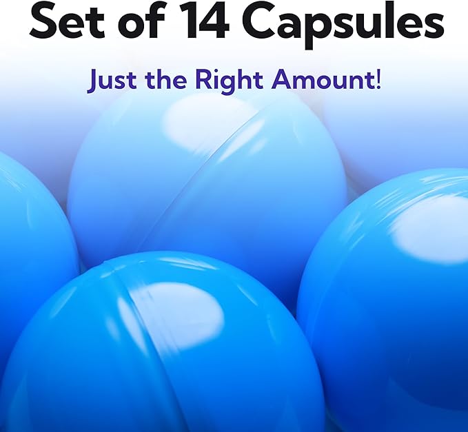 Vending Machine Capsules - 3" BLUE Empty Plastic Capsules - 14 Pcs Toy Capsule - Blue Round Large Easter Eggs - Bath Bombs Molds - Party Favors DIY Craft Supplies