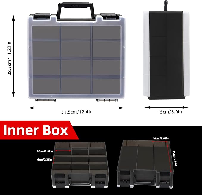 Brappo Trading Card Storage Box for 3200+ Double Sided Card Deck Case, compatible MTG and TCG and Sport Cards etc game cards.(Excluding cards) (Black)