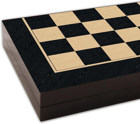 LuxuryVeneer Elite Backgammon Set with Checkers and Dice, 1.2-inch Thick MDF Case, Scratch-Resistant Coex Glossy Sephlon, Premium Materials, Elegant Design, Portable, and Stylish, Venge