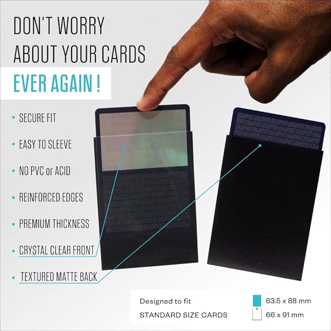 Ryker Sleeves Standard Size Matte Card Sleeves Compatible with Magic The Gathering MTG Trading Cards and Board Games (2 Pack, Black)