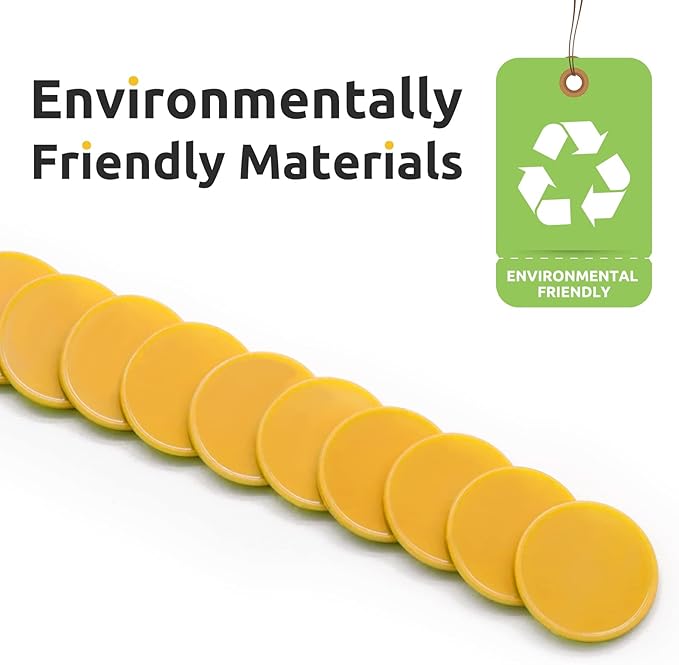 Set of 100 Opaque Plastic Learning Counters Mini Poker Chips Game Tokens with Storage Box (Yellow, 1.26 Inch)