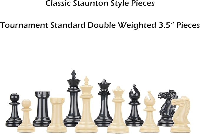 Conqueror Tournament Travel Chess Set 18''x18'' Foldable Silicone Chess Board / 3.5'' King Height Plastic Double Weighted Classic Staunton (Multicolor Chessboard)