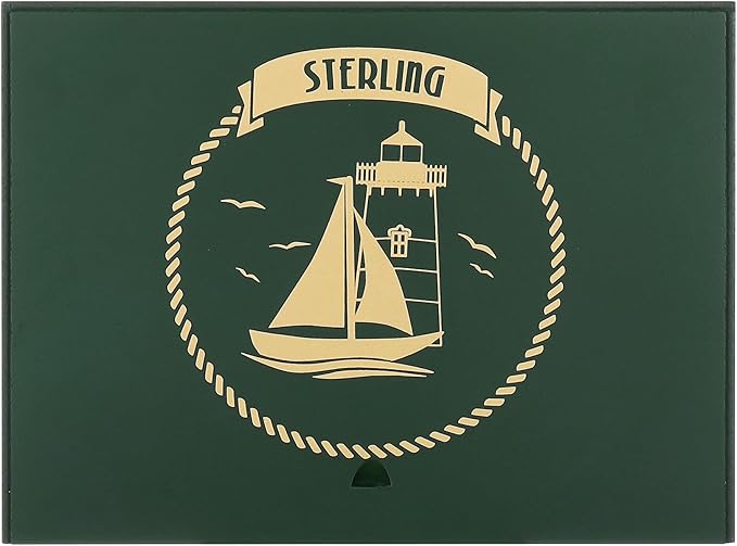 STERLING Games Wooden Shut The Box Game 12 Numbers with Home Decor Design Lid Cover and Felted Rolling Surface, Green