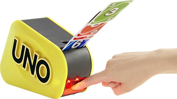 Mattel Games UNO Attack Mega Hit Card Game with Random-Action Launcher with Lights & Sounds & 112 Cards, Kid, Teen & Adult Game Night Gift Ages 7 Years & Older (Amazon Exclusive)