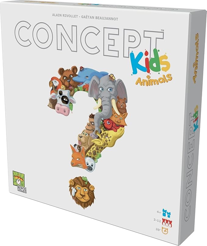 Concept Kids Animals - Cooperative Animal Guessing Game for Children! Fun Family Board Game for Kids & Adults, Ages 4+, 2-12 Players, 20 Minute Playtime, Made by Repos Production